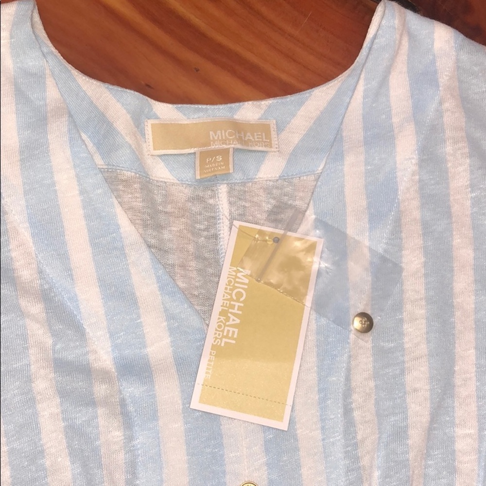 MICHAEL KORS New! Petite Striped Tie-Front Top - Picture 7 of 9